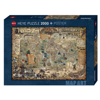 Puzzle : Map Art Pirate World de Rajko Zigic - 2000 Pièces