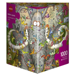 Puzzle - Boite triangulaire - Marino Degano : Elephants Life – 1000 Pièces