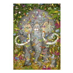 Puzzle - Boite triangulaire - Marino Degano : Elephants Life – 1000 Pièces