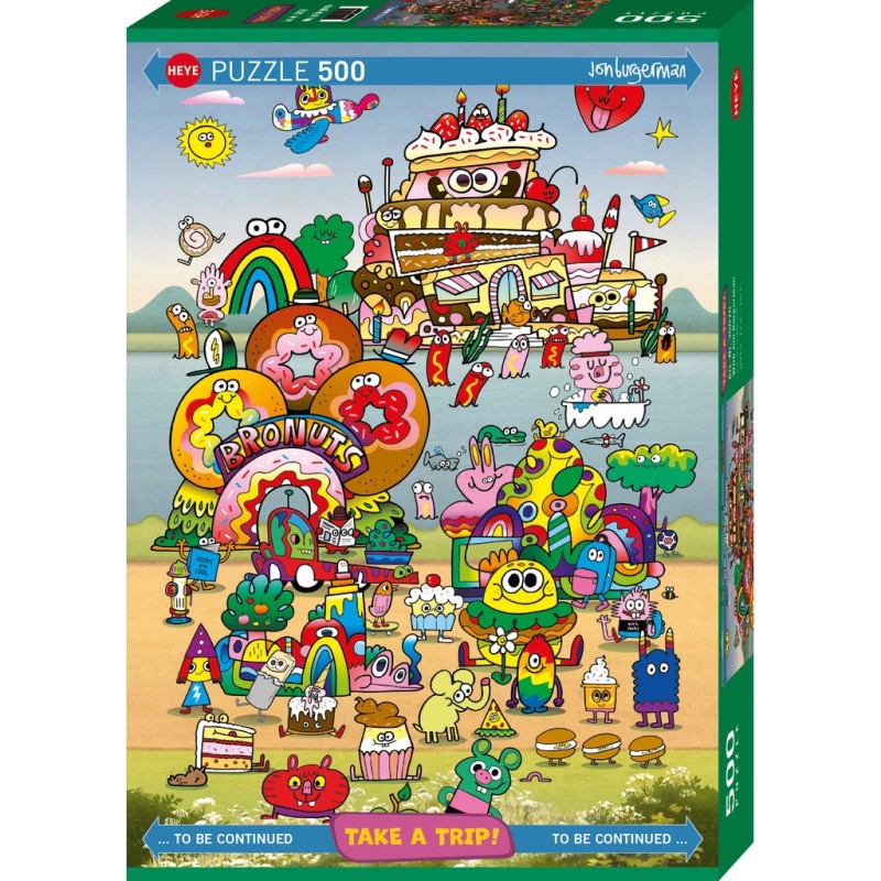 Puzzle Heye - Take A Trip With Jon Burgerman - 500 pièces Puzzle Heye - Take A Trip With Jon Burgerman - 500 pièces