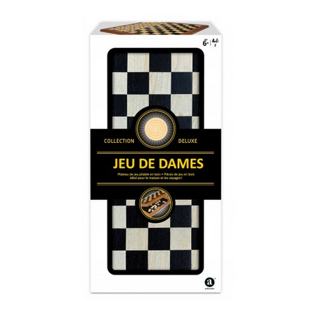 Jeux de Société - Plateau en Bois Pliable : Jeu de Dames  - Collection Deluxe
