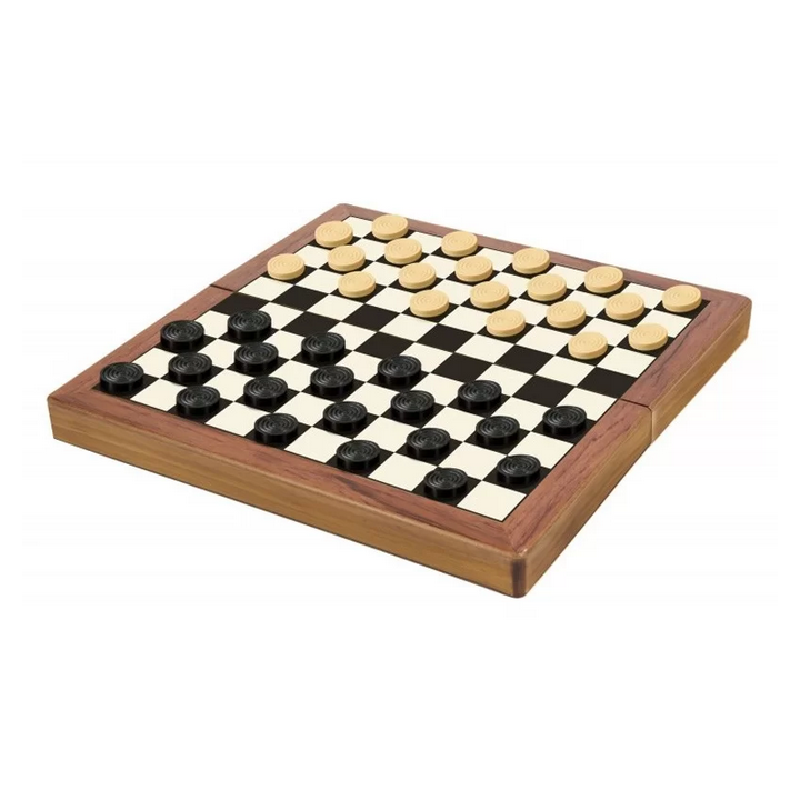 Jeux de Société - Plateau en Bois Pliable : Jeu de Dames  - Collection Deluxe