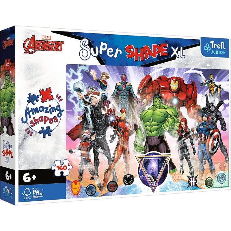 Puzzle Trefl Junior - Avengers Courageux - 160 Pièces Super Shape XL