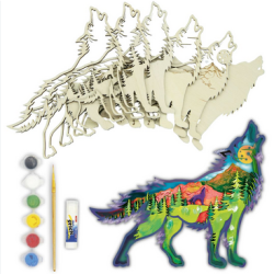 Kit en bois 3D à peindre : Loup