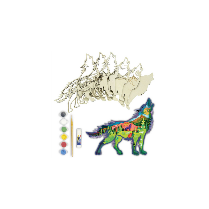 Kit en bois 3D à peindre : Loup