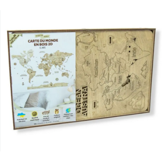 Puzzle en Bois : Carte du Monde 2D - Taille M