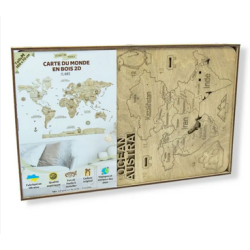 Puzzle en Bois : Carte du Monde 2D - Taille M