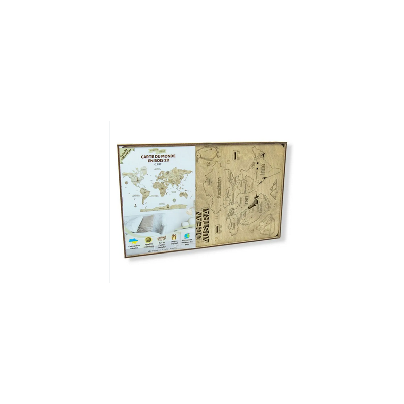 Puzzle en Bois : Carte du Monde 2D - Taille M Puzzle en Bois : Carte du Monde 2D - Taille M