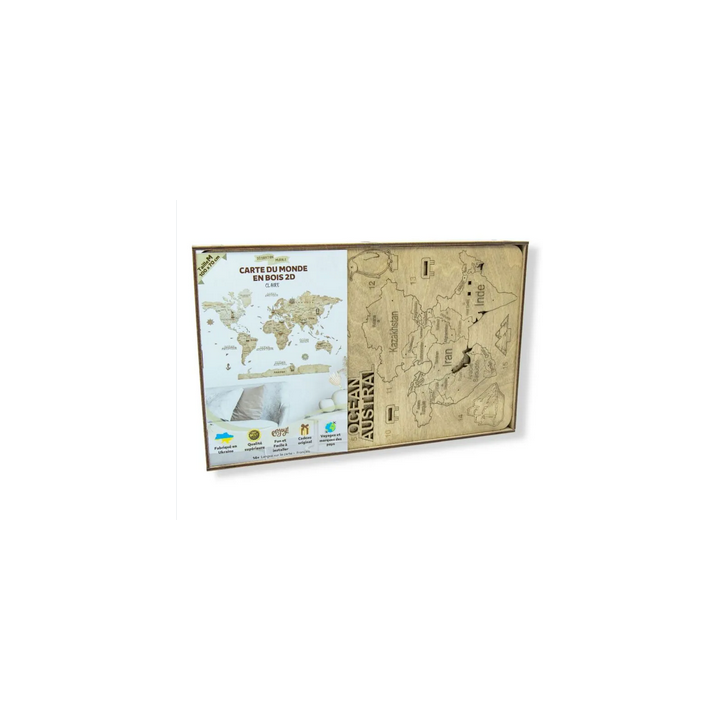 Puzzle en Bois : Carte du Monde 2D - Taille M