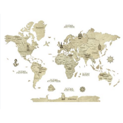Puzzle en Bois : Carte du Monde 2D - Taille M