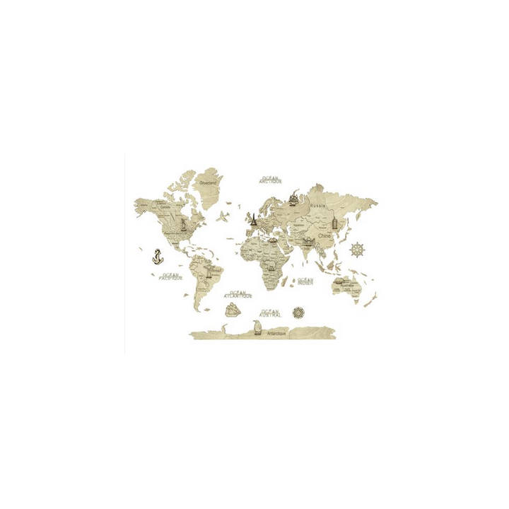 Puzzle en Bois : Carte du Monde 2D - Taille M