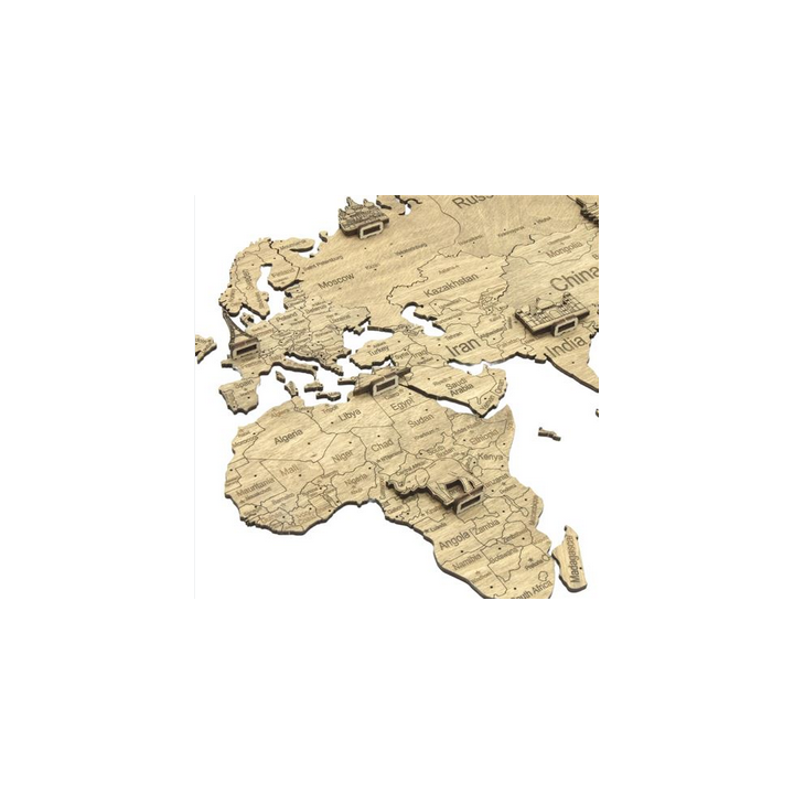 Puzzle en Bois : Carte du Monde 2D - Taille M