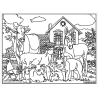 Ludocolor : Tableau velours - Jument et Poulain