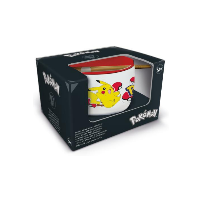 Pokémon - Bol à Ramen avec Baguette, 450 ml - Pikachu