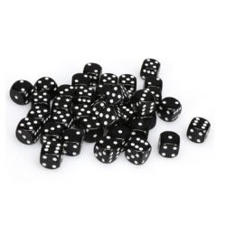 Dés - Chessex - Set de 36 Dés à 6 faces - 12 mm - Opaque : Noir/Blanc