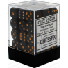Dés - Chessex - Set de 36 Dés à 6 faces - 12 mm - Opaque : Noir/Or