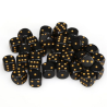 Dés - Chessex - Set de 36 Dés à 6 faces - 12 mm - Opaque : Noir/Or