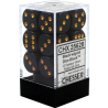 Dés - Chessex - Set de 12 Dés - À 6 Faces Couleur - Opaque : Noir/Or