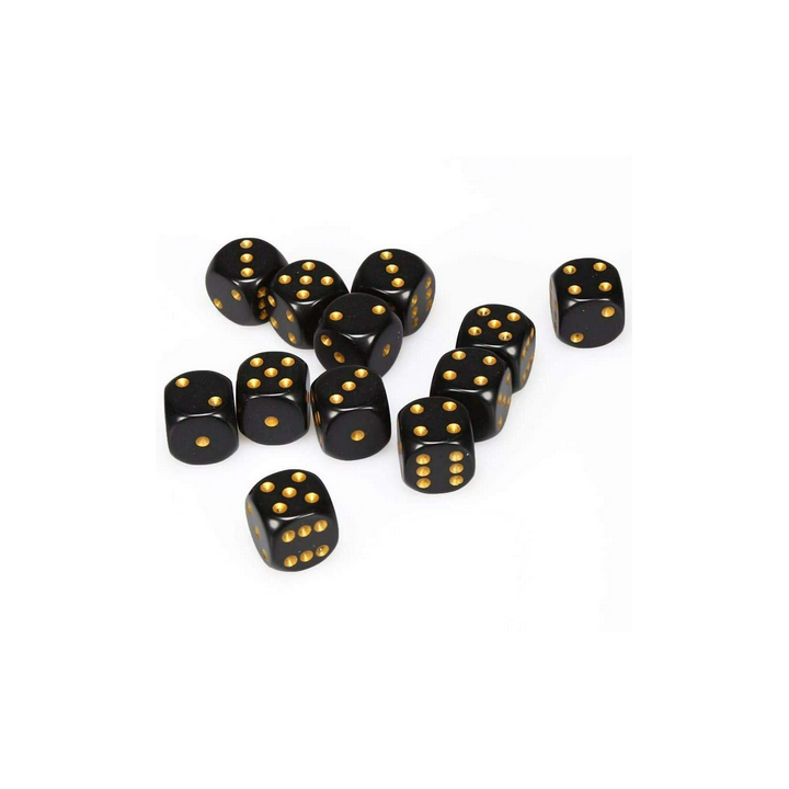 Dés - Chessex - Set de 12 Dés - À 6 Faces Couleur - Opaque : Noir/Or