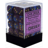 Dés - Chessex - Set de 36 Dés à 6 faces - 12 mm - Gemini : Bleu/Violet/Or