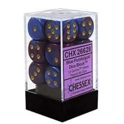 Dés - Chessex - Set de 12 Dés - À 6 Faces Couleur - Gemini : Bleu Violet/Or