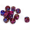 Dés - Chessex - Set de 12 Dés - À 6 Faces Couleur - Gemini : Bleu Violet/Or