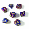 Dés - Chessex - Set de 7 Dés - JDR - Gemini : Bleu/Violet/Or