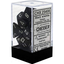 Dés - Chessex - Set de 7 Dés - JDR - Opaque : Noir/Blanc