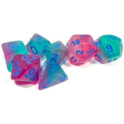 Dés - Chessex - Set de 7 Dés - JDR - Gemini Gel : Vert/Rose/Bleu