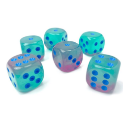 Dés - Chessex - Set de 12 Dés - À 6 Faces Couleur - Gemini Gel : Vert/Rose/Bleu
