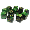 Dés - Chessex - Set de 12 Dés - À 6 Faces Couleur - Gemini : Noir/Vert/Or