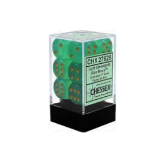 Dés - Chessex - Set de 12 Dés - À 6 Faces Couleur - Borealis : Vert clair / Or