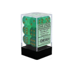 Dés - Chessex - Set de 12 Dés - À 6 Faces Couleur - Borealis : Vert clair / Or