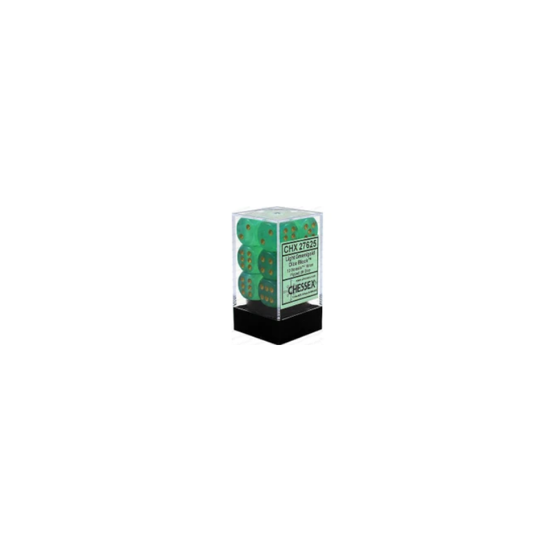 Dés - Chessex - Set de 12 Dés - À 6 Faces Couleur - Borealis : Vert clair / Or
