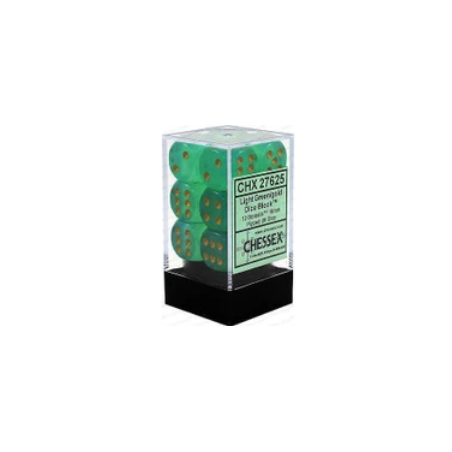 Dés - Chessex - Set de 12 Dés - À 6 Faces Couleur - Borealis : Vert clair / Or