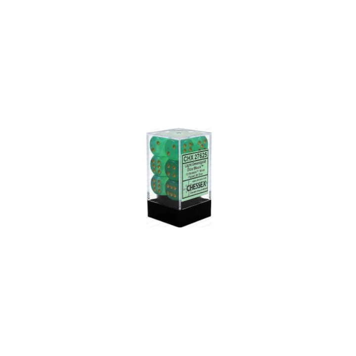 Dés - Chessex - Set de 12 Dés - À 6 Faces Couleur - Borealis : Vert clair / Or