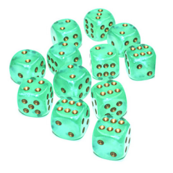 Dés - Chessex - Set de 12 Dés - À 6 Faces Couleur - Borealis : Vert clair / Or
