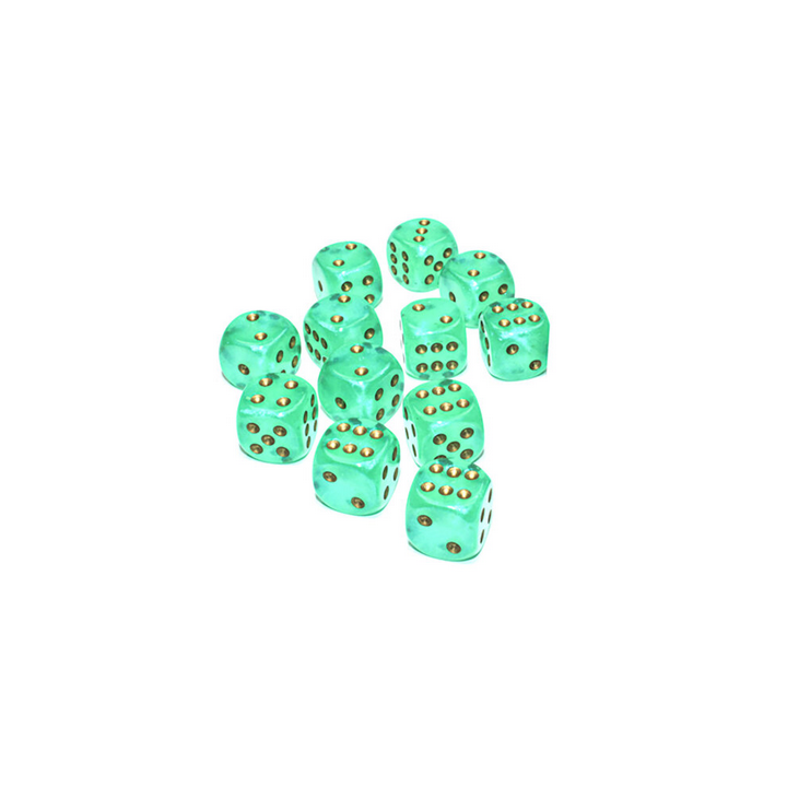 Dés - Chessex - Set de 12 Dés - À 6 Faces Couleur - Borealis : Vert clair / Or