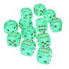 Dés - Chessex - Set de 12 Dés - À 6 Faces Couleur - Borealis : Vert clair / Or