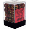 Dés - Chessex - Set de 36 Dés à 6 faces - 12 mm - Gemini : Noir/Rouge/Or
