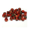 Dés - Chessex - Set de 36 Dés à 6 faces - 12 mm - Gemini : Noir/Rouge/Or
