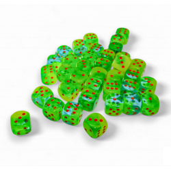Dés - Chessex - Set de 36 Dés à 6 faces - 12 mm - Gemini Plasma : Vert/Orange