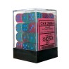 Dés - Chessex - Set de 36 Dés à 6 faces - 12 mm - Gemini Gel : Vert/Rose/Bleu
