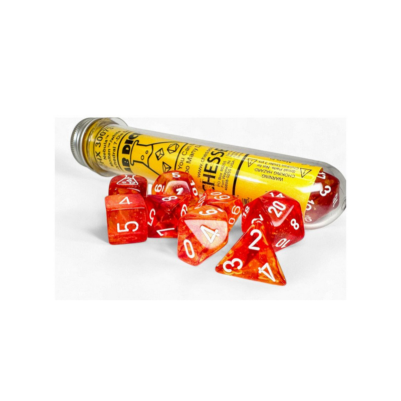 Dés - Chessex - Lab Dice : Nebula Molten/white Luminary™ Polyhedral 7 Dés - Chessex - Lab Dice : Nebula Molten/white Luminary™ Polyhedral 7