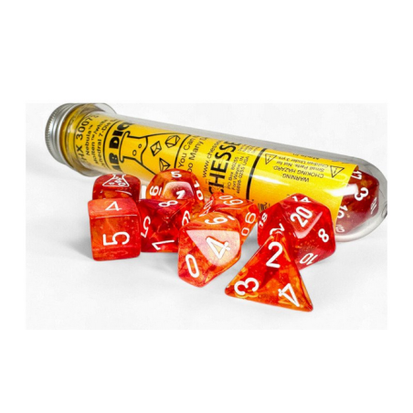 Dés - Chessex - Lab Dice : Nebula Molten/white Luminary™ Polyhedral 7