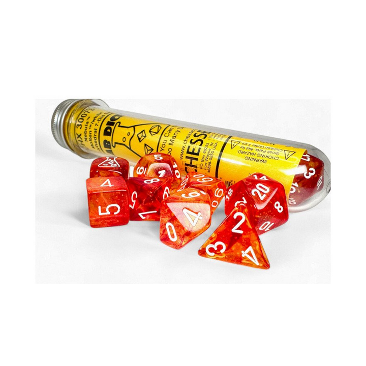 Dés - Chessex - Lab Dice : Nebula Molten/white Luminary™ Polyhedral 7