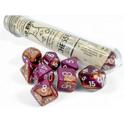 Dés - Chessex - Lab Dice : Gemini Copper-Purple/white Luminary™ Polyhedral 7