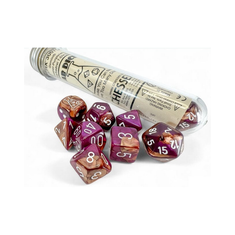 Dés - Chessex - Lab Dice : Gemini Copper-Purple/white Luminary™ Polyhedral 7 Dés - Chessex - Lab Dice : Gemini Copper-Purple/white Luminary™ Polyhedral 7