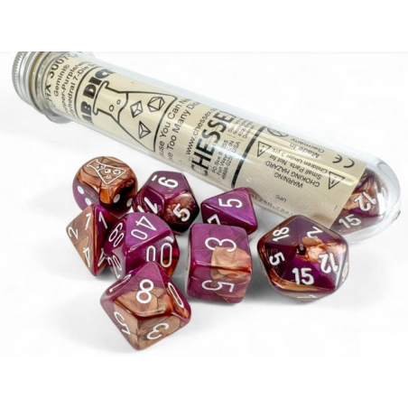 Dés - Chessex - Lab Dice : Gemini Copper-Purple/white Luminary™ Polyhedral 7