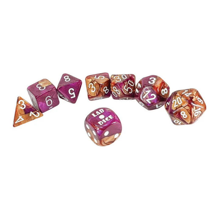 Dés - Chessex - Lab Dice : Gemini Copper-Purple/white Luminary™ Polyhedral 7